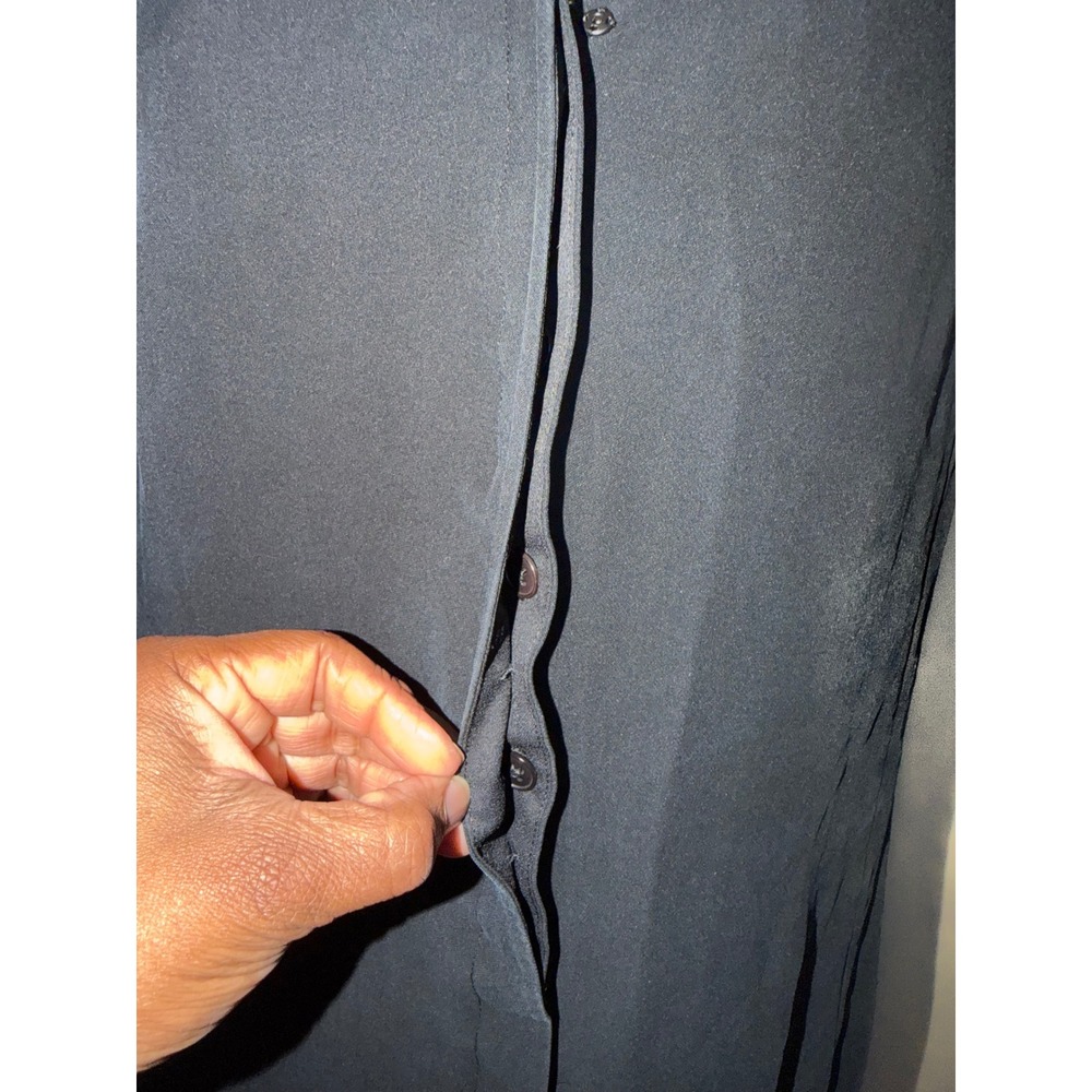 Banana Republic Black 100% Silk Sleeveless Hidden Button Maxi Dress 14 - Picture 4 of 5